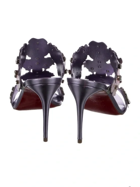 Christian Louboutin Lilac Floral Crystal-Embellished Stiletto Mule - Picture 4 of 5